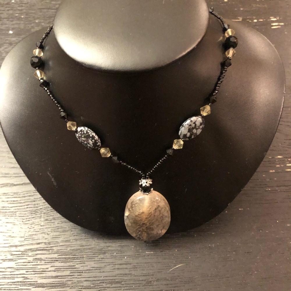 Beaded necklace with matching earrings